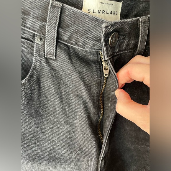 SLVRLAKE black wash straight leg raw hem Hero jeans size 26 women’s designer - Picture 7 of 9